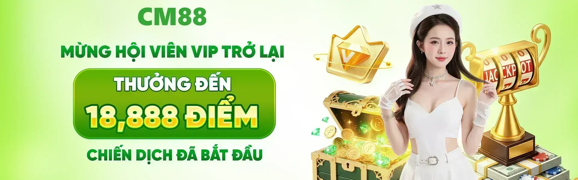Phiên bản 12: Những thành viên VIP trở lại trải nghiệm tại CM88 trong thời gian khuyến mãi sẽ có cơ hội nhận phần thưởng lên tới 18,888 điểm theo thể lệ của chương trình.